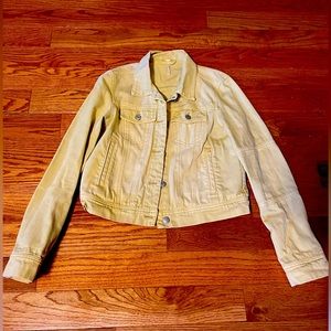 Free People Pale Yellow Denim Jacket